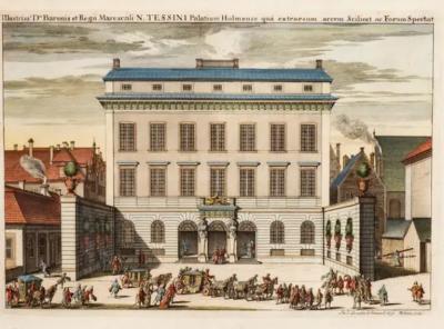 Set of Six Framed Hand Colored Engravings of Swedish Royal Residences