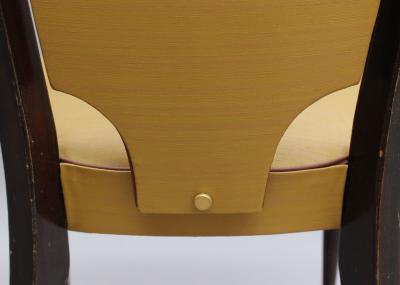 Set of Six French 1960s Black Lacquered and Vinyl Dining Chairs