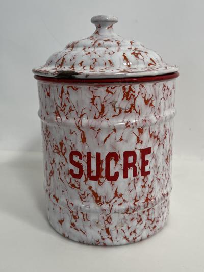 Set of Six French Enameled Canisters