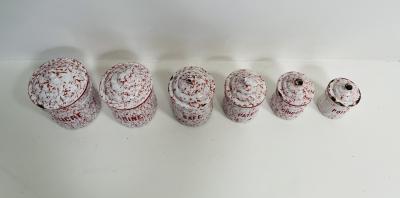 Set of Six French Enameled Canisters