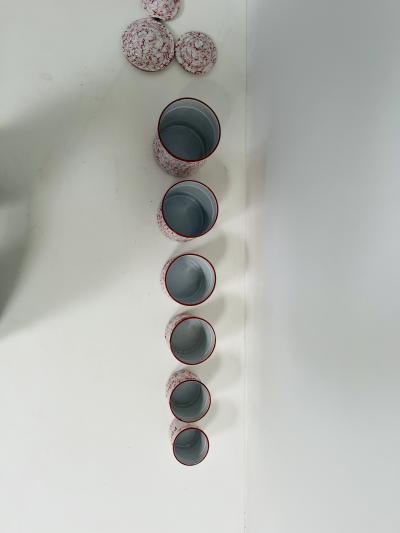 Set of Six French Enameled Canisters