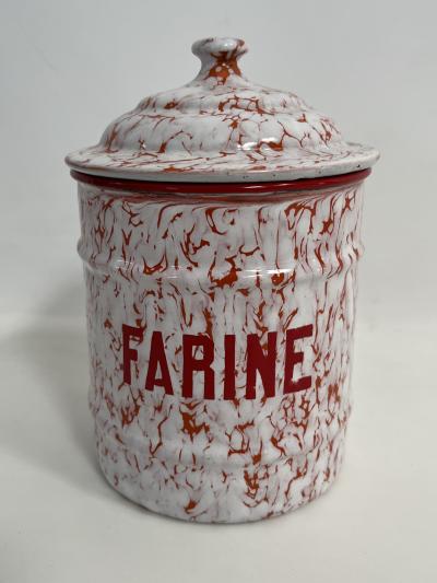 Set of Six French Enameled Canisters