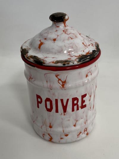 Set of Six French Enameled Canisters