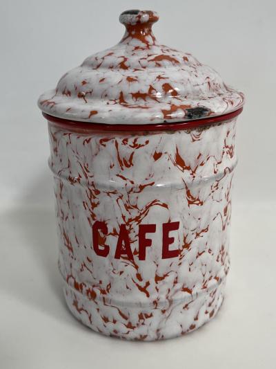 Set of Six French Enameled Canisters