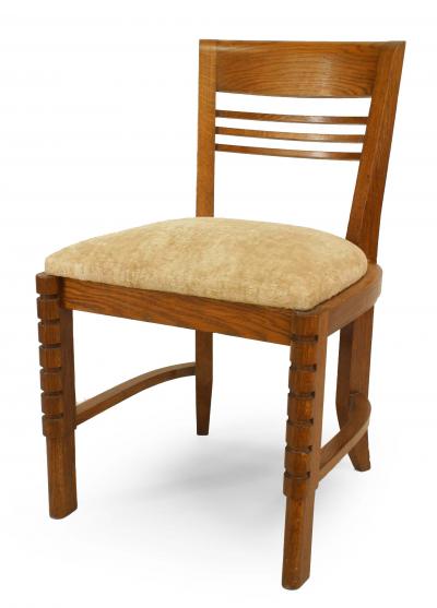 Set of Six French Oak Slat Design Side Chairs