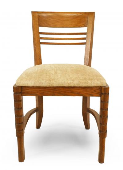 Set of Six French Oak Slat Design Side Chairs