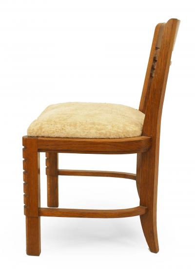 Set of Six French Oak Slat Design Side Chairs