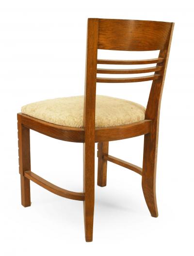 Set of Six French Oak Slat Design Side Chairs