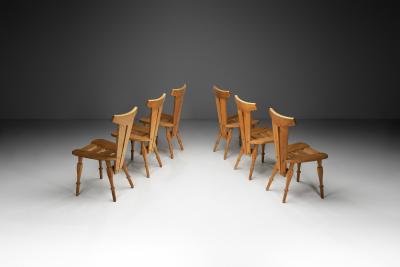 Set of Six Geometric Dining Chairs Europe ca 1960s