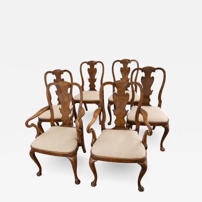 Set of Six George I Revival Walnut Dining Chairs