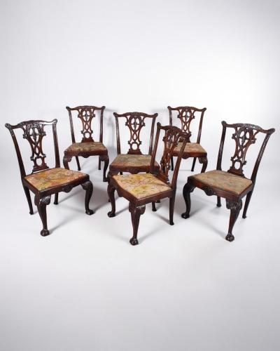 Set of Six George II Mahogany Dining Chairs c 1760
