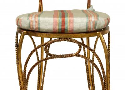 Set of Six Gilt Metal Rope and Tassel Side Chairs