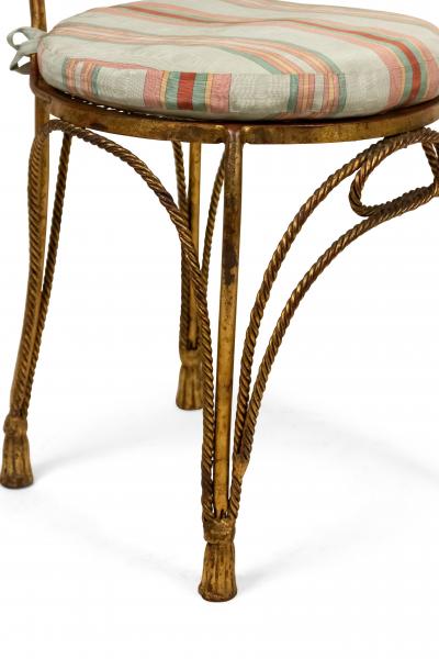 Set of Six Gilt Metal Rope and Tassel Side Chairs