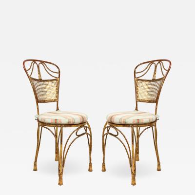 Set of Six Gilt Metal Rope and Tassel Side Chairs