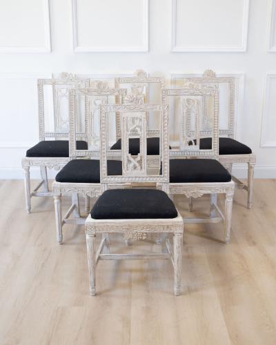 Set of Six Gustavian Chairs Lindome Sweden 19th Century