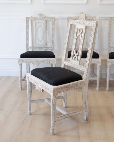 Set of Six Gustavian Chairs Lindome Sweden 19th Century