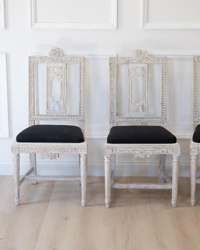 Set of Six Gustavian Chairs Lindome Sweden 19th Century