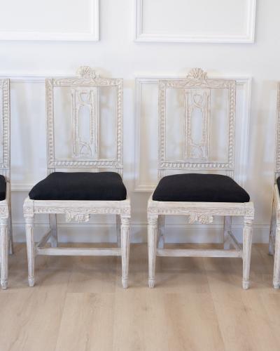 Set of Six Gustavian Chairs Lindome Sweden 19th Century