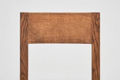 Set of Six Haagse School Oak Dining Chairs with Velour Seats Netherlands 1930s