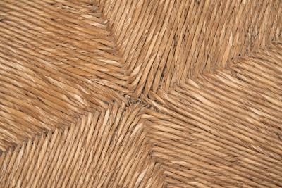 Set of Six High Back Oak and Rush Dining Chairs France ca 1950s