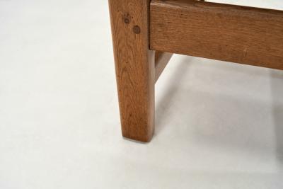 Set of Six High Back Oak and Rush Dining Chairs France ca 1950s