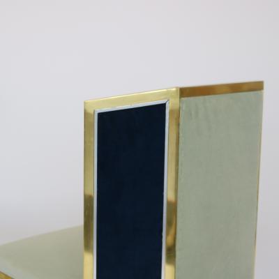 Set of Six Hollywood Regency Style Side Chairs with Brass Frames