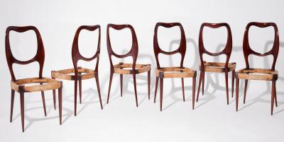 Set of Six Italian 1950s Beautifully Shaped Chairs