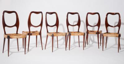 Set of Six Italian 1950s Beautifully Shaped Chairs