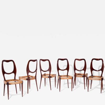 Set of Six Italian 1950s Beautifully Shaped Chairs