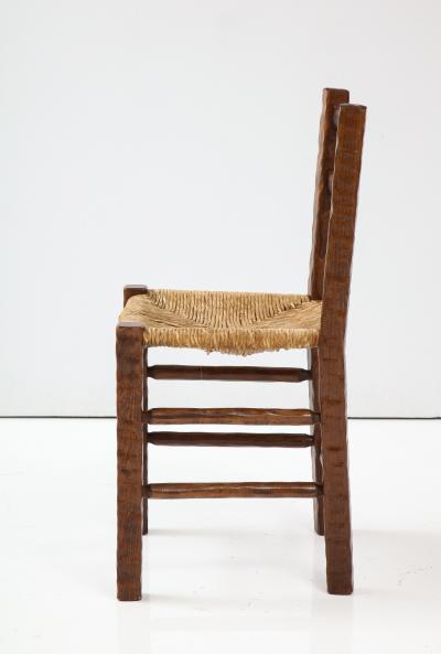 Set of Six Italian 1950s Beechwood and Rush Seat Dining Chairs