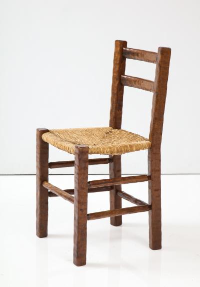 Set of Six Italian 1950s Beechwood and Rush Seat Dining Chairs