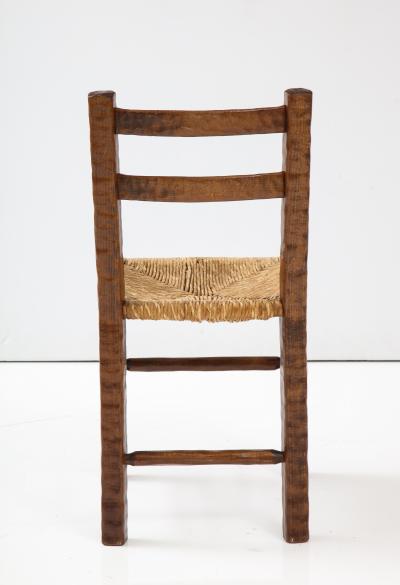 Set of Six Italian 1950s Beechwood and Rush Seat Dining Chairs