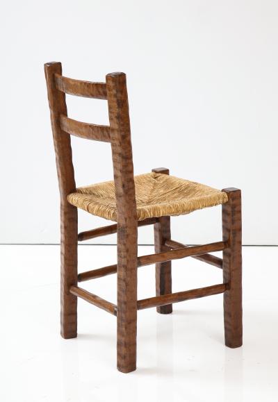 Set of Six Italian 1950s Beechwood and Rush Seat Dining Chairs