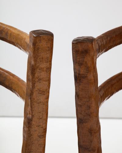 Set of Six Italian 1950s Beechwood and Rush Seat Dining Chairs