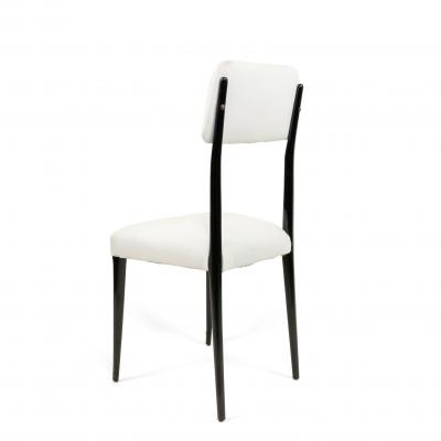 Set of Six Italian Muslin Ebonized Side Chairs