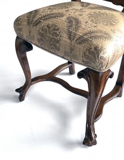 Set of Six Italian Rococo Style Carved Walnut Side Dining Chairs