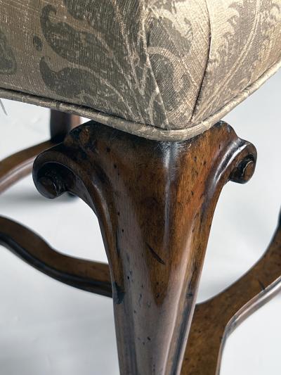 Set of Six Italian Rococo Style Carved Walnut Side Dining Chairs