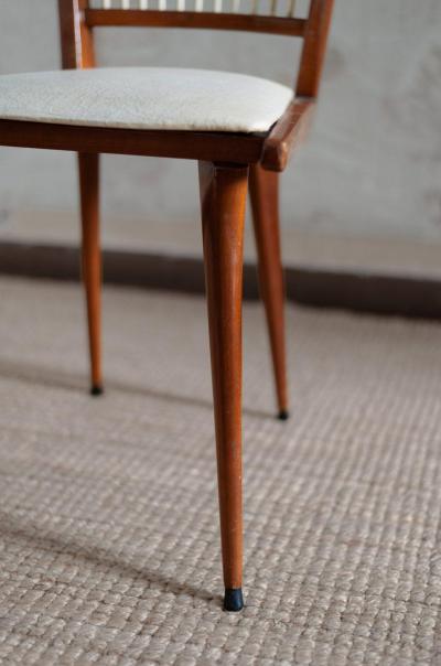 Set of Six Lacquered Wooden Chairs 1950s