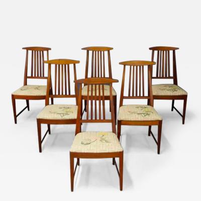 Set of Six Midcentury Chairs American Design Brown in Original Fabric 1950s