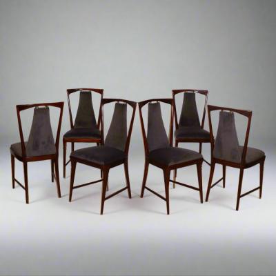 Set of Six Osvaldo Borsani Dining Chairs Italy 1949