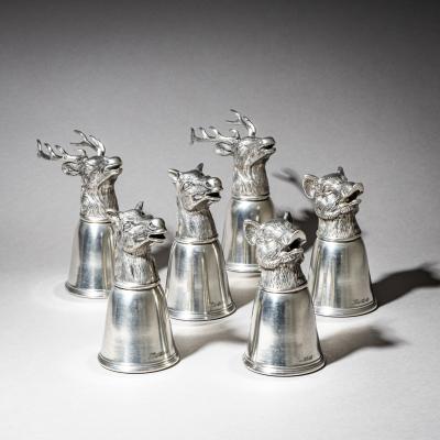 Set of Six Pewter Stirrup Cups by Forst Italy 1970s