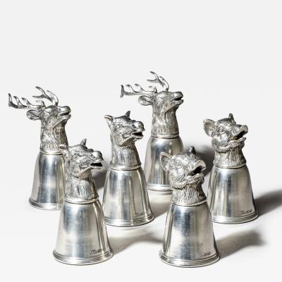 Set of Six Pewter Stirrup Cups by Forst Italy 1970s