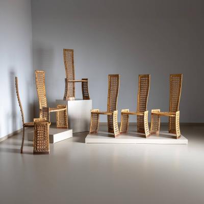 Set of Six Rattan Side Chairs attr to Danny Ho Fong for Tropi Cal Italy 1970s