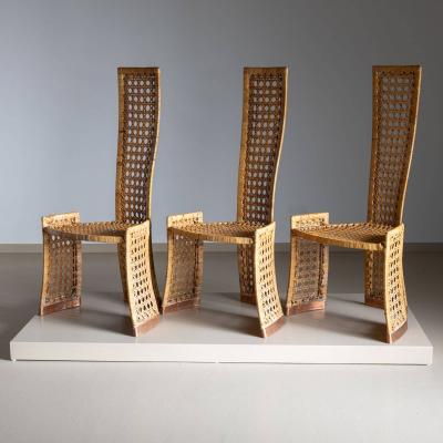Set of Six Rattan Side Chairs attr to Danny Ho Fong for Tropi Cal Italy 1970s