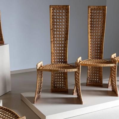 Set of Six Rattan Side Chairs attr to Danny Ho Fong for Tropi Cal Italy 1970s
