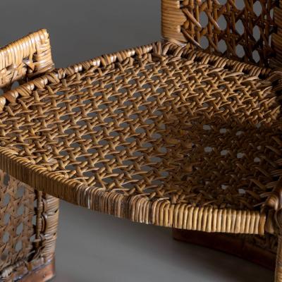 Set of Six Rattan Side Chairs attr to Danny Ho Fong for Tropi Cal Italy 1970s