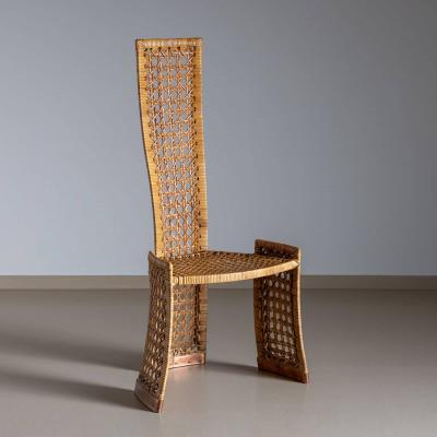 Set of Six Rattan Side Chairs attr to Danny Ho Fong for Tropi Cal Italy 1970s