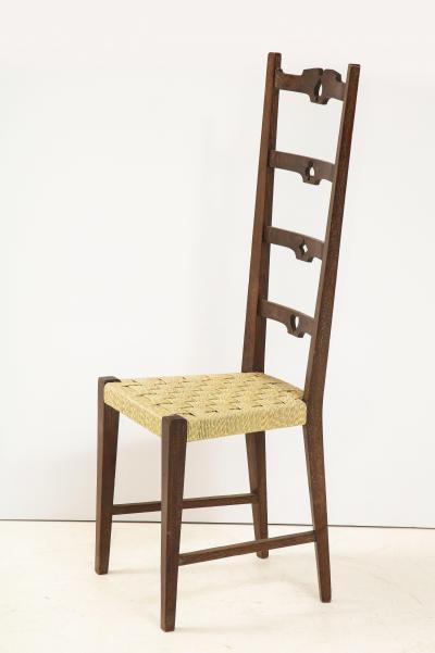 Set of Six Rustic Italian Walnut Ladder Back Chairs Tuscany 1960