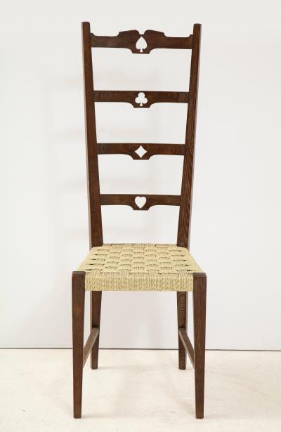 Set of Six Rustic Italian Walnut Ladder Back Chairs Tuscany 1960