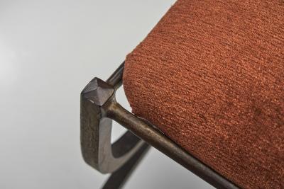 Set of Six Savonarola Dining Chairs with Burnt Orange Upholstery Italy 1960s